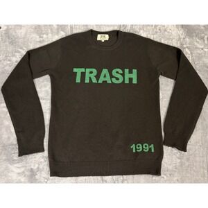 Juicy Couture Men Cashmere Graphic TRASH Sweater Y2K Rare Brown Size S